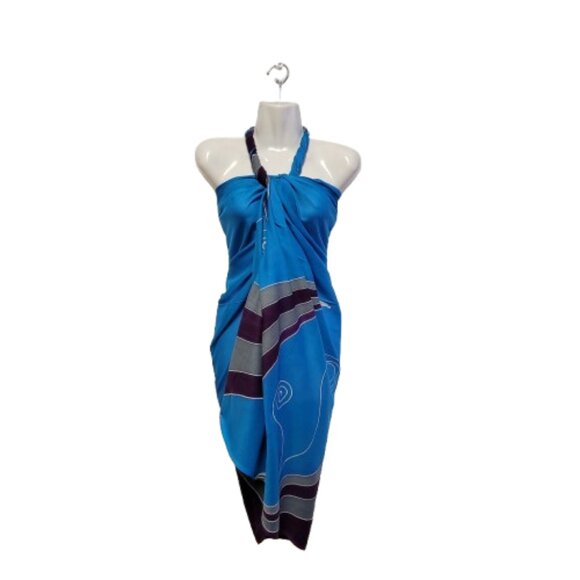 Womens Sarong Cotton Wrap, Handpainted Batik Wrapskirt Beach Pareo Beachwear-NEW - Picture 6 of 7